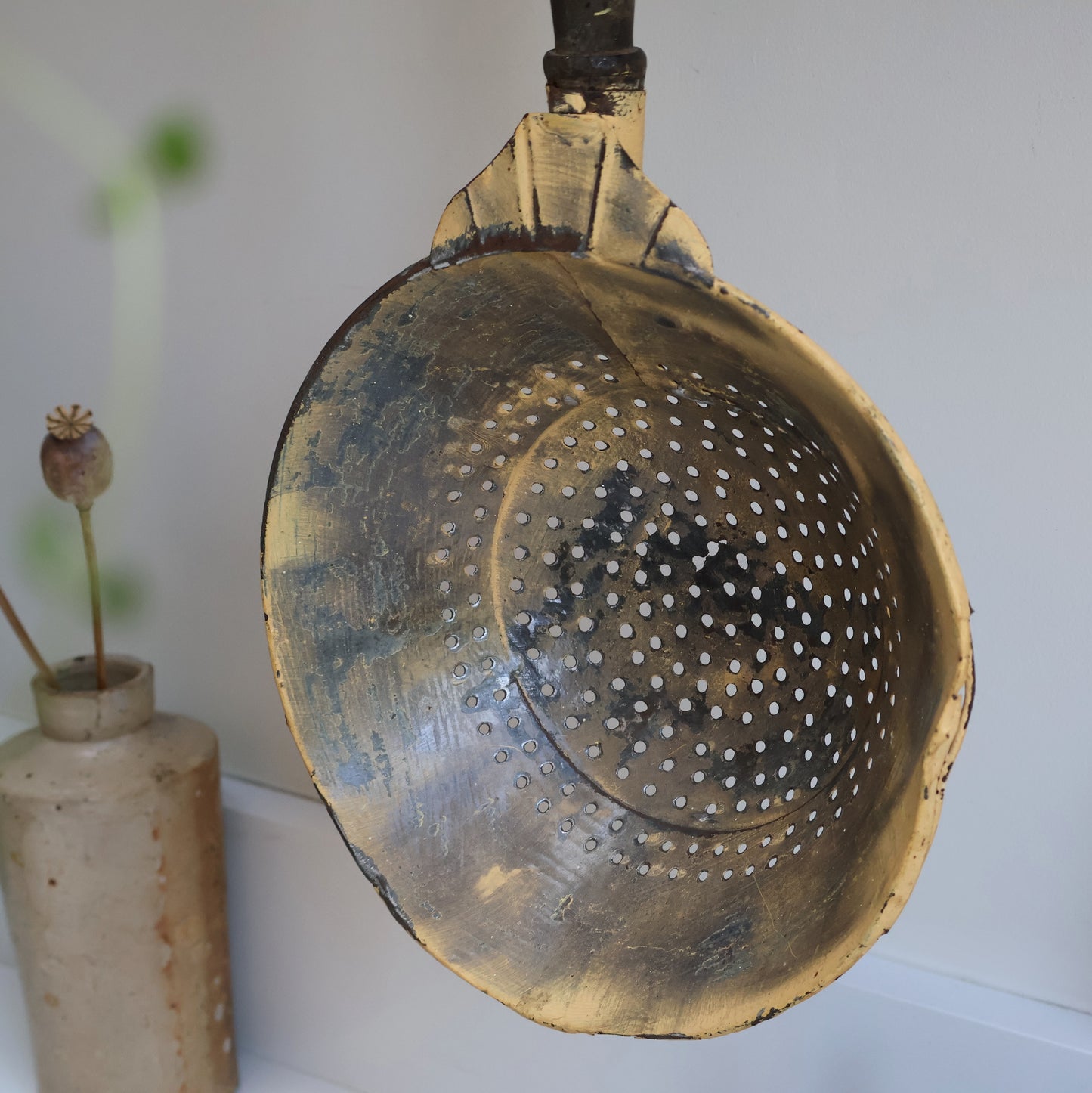 Timeworn Yellow Painted Colander