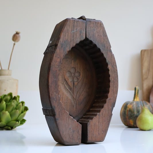 French Wooden Butter Mould with Flower Decor