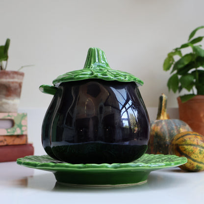 Aubergine Pot with Ladle