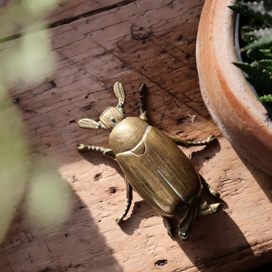 Vintage Brass Beetle Ashtray/Trinket Pot