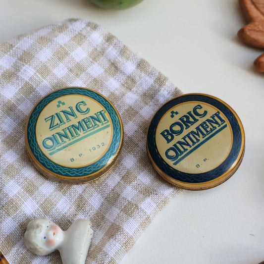 Vintage Zinc and Boric Ointment Tins