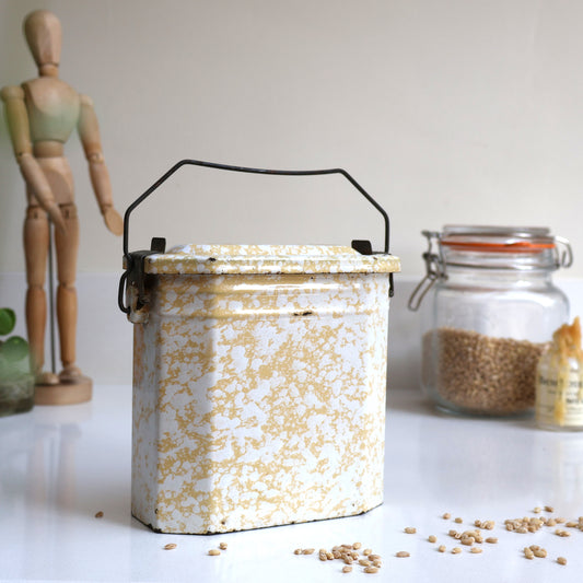 French Enamel Lunch Pail - Splatter Cream