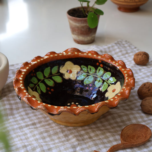 French Ceramic Ruffle Edged Bowl