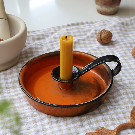 Enamel Chamberstick - Orange