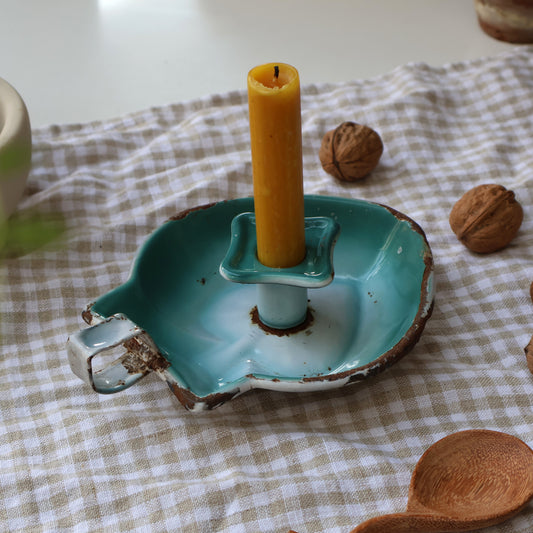 Enamel Chamberstick - Turquoise