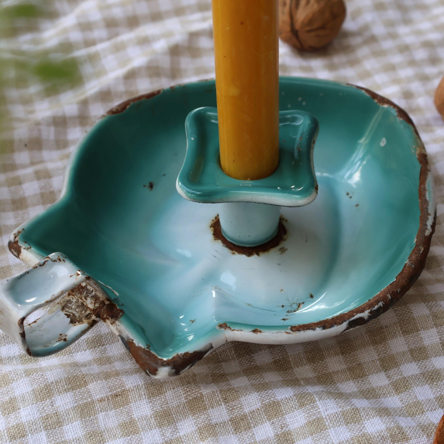 Enamel Chamberstick - Turquoise