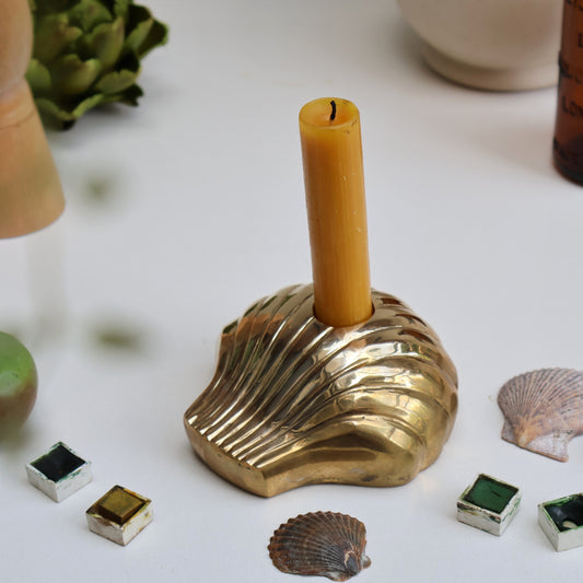 Indian Brass Shell Candleholder