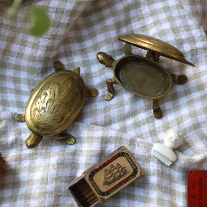 Pair of Brass Turtle Pots