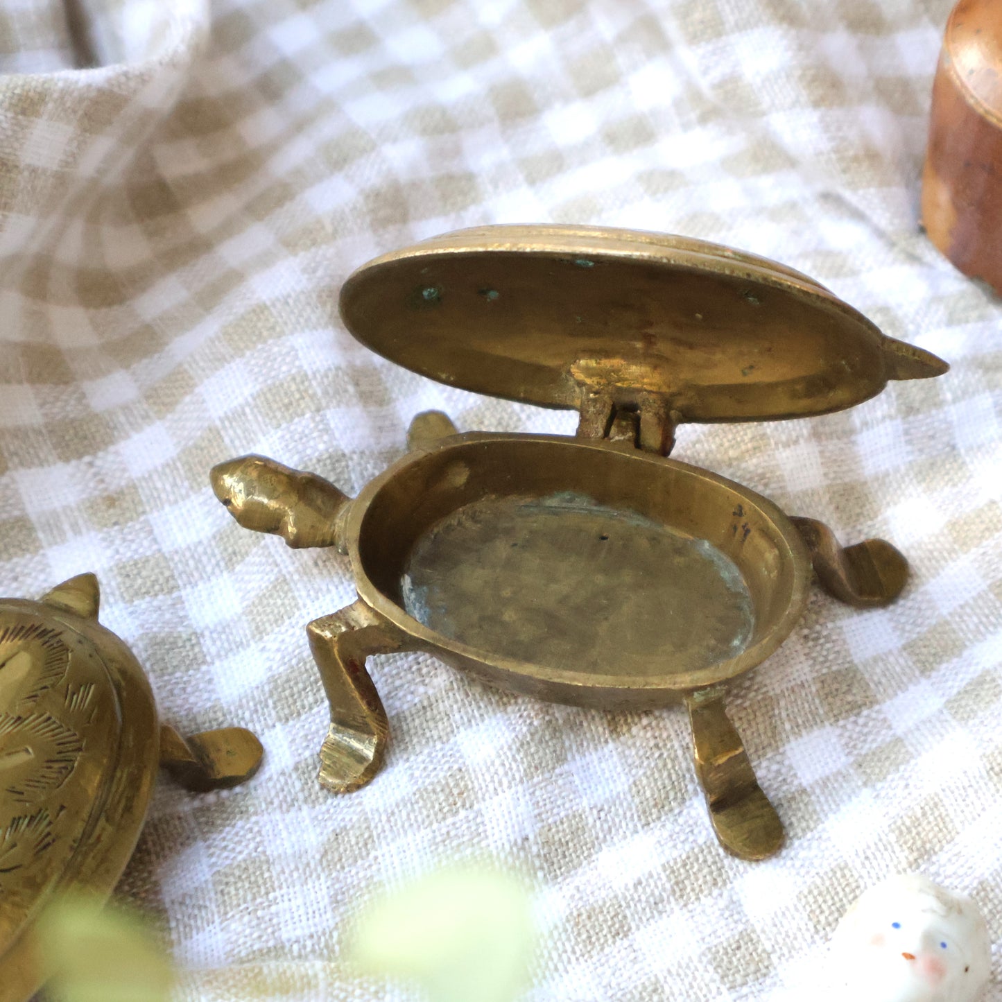 Pair of Brass Turtle Pots