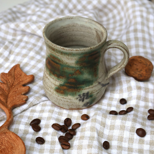 Studio Pottery Mug with Floral Decoration