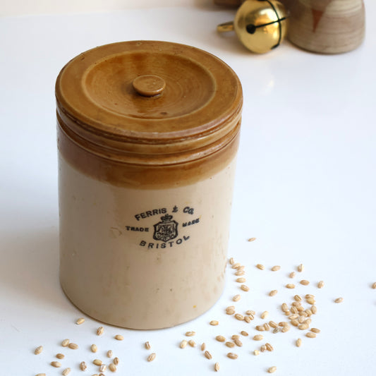 Antique Lidded Stoneware Pot with “Ferris and Co Bristol” Stamp