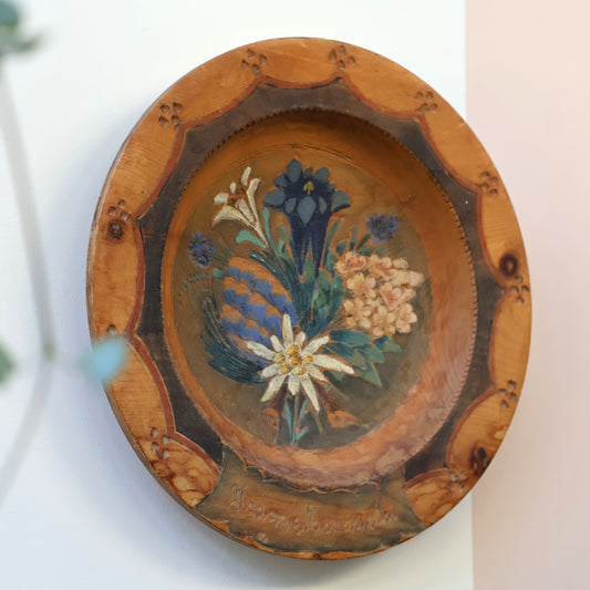 Floral Black Forest Wooden Wall Plate