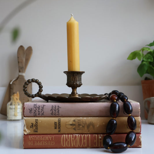 Scallop-Edged Metal Chamberstick Candle Holder