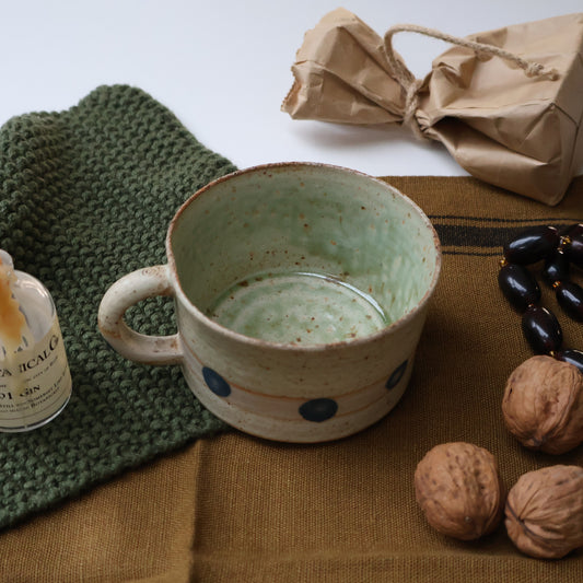 Handmade Spot and Stripe Mug