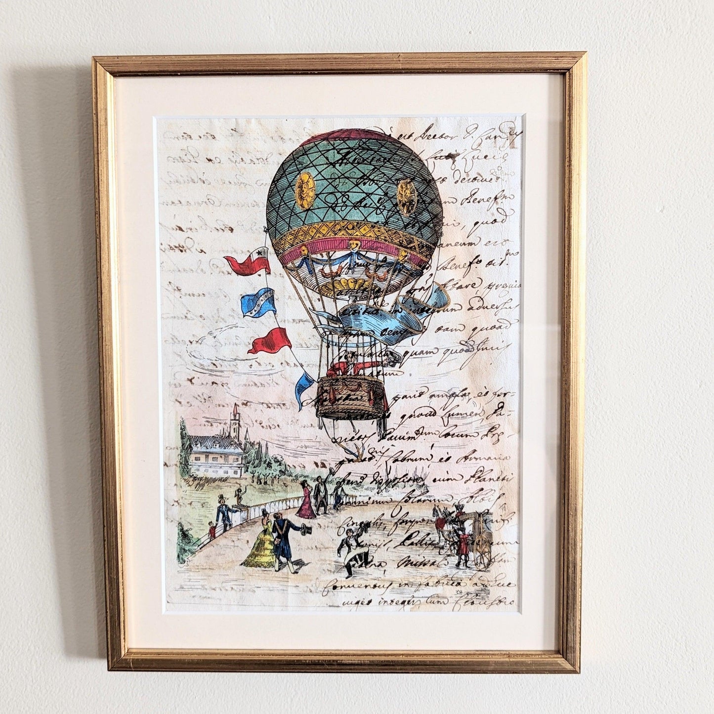 Framed Antique Pages - Sleek Gold Balloon Ladies and Gents