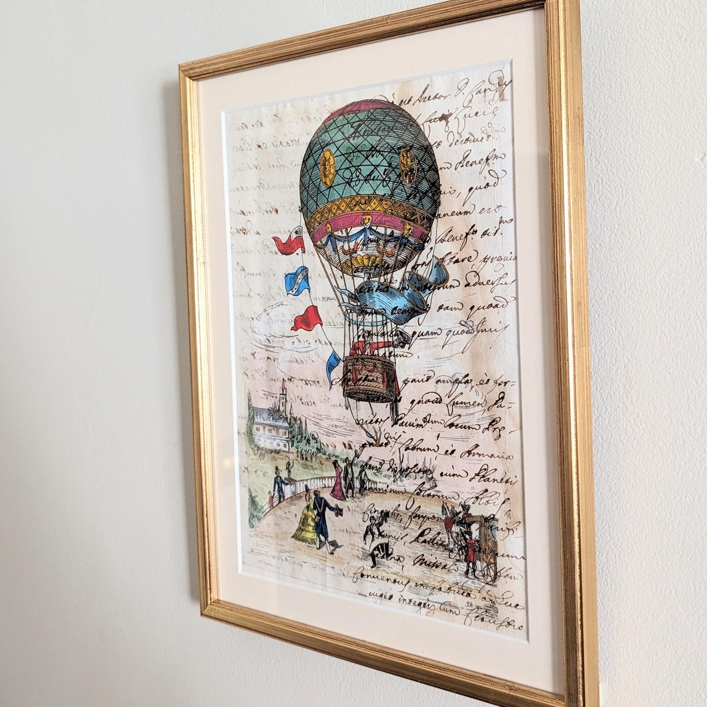 Framed Antique Pages - Sleek Gold Balloon Ladies and Gents