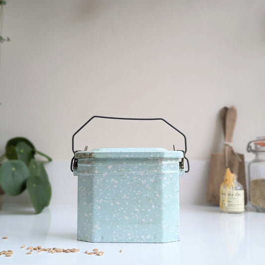 French Enamel Lunch Pail - Splatter Turquoise