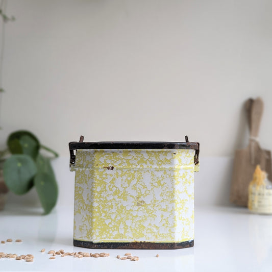 French Enamel Lunch Pail - Splatter Yellow