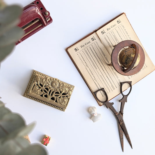 Art Nouveau Brass Stamp Holder