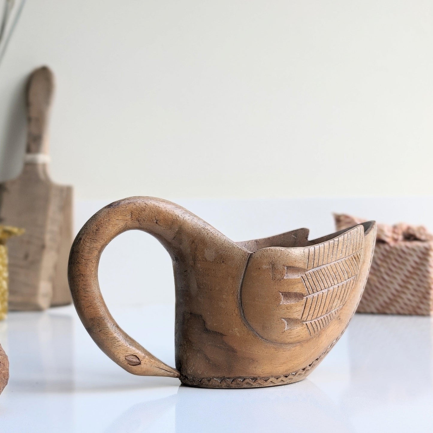 Wooden Folk Swan Cup