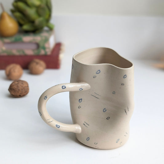 'Squished' Blue Dot Porcelain Mug