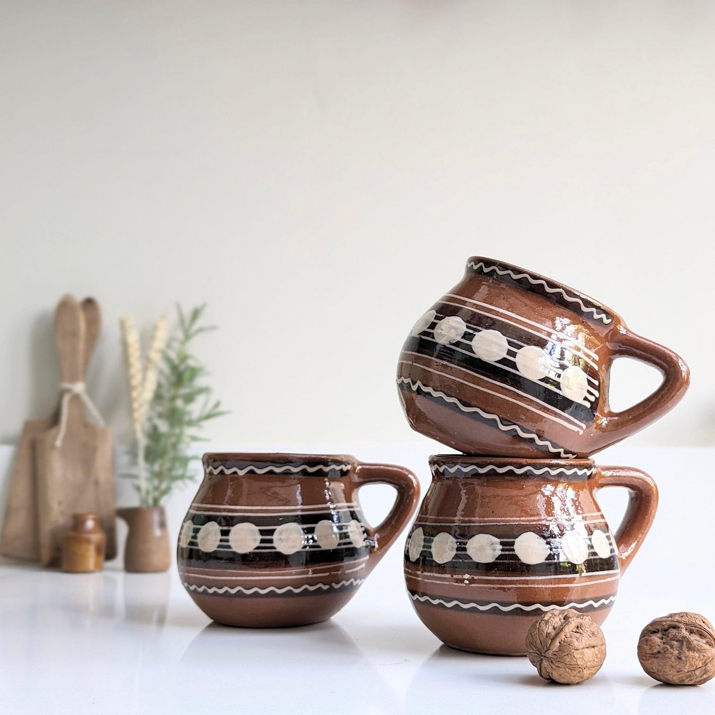 Spots and Stripes Slipware Mugs (3)