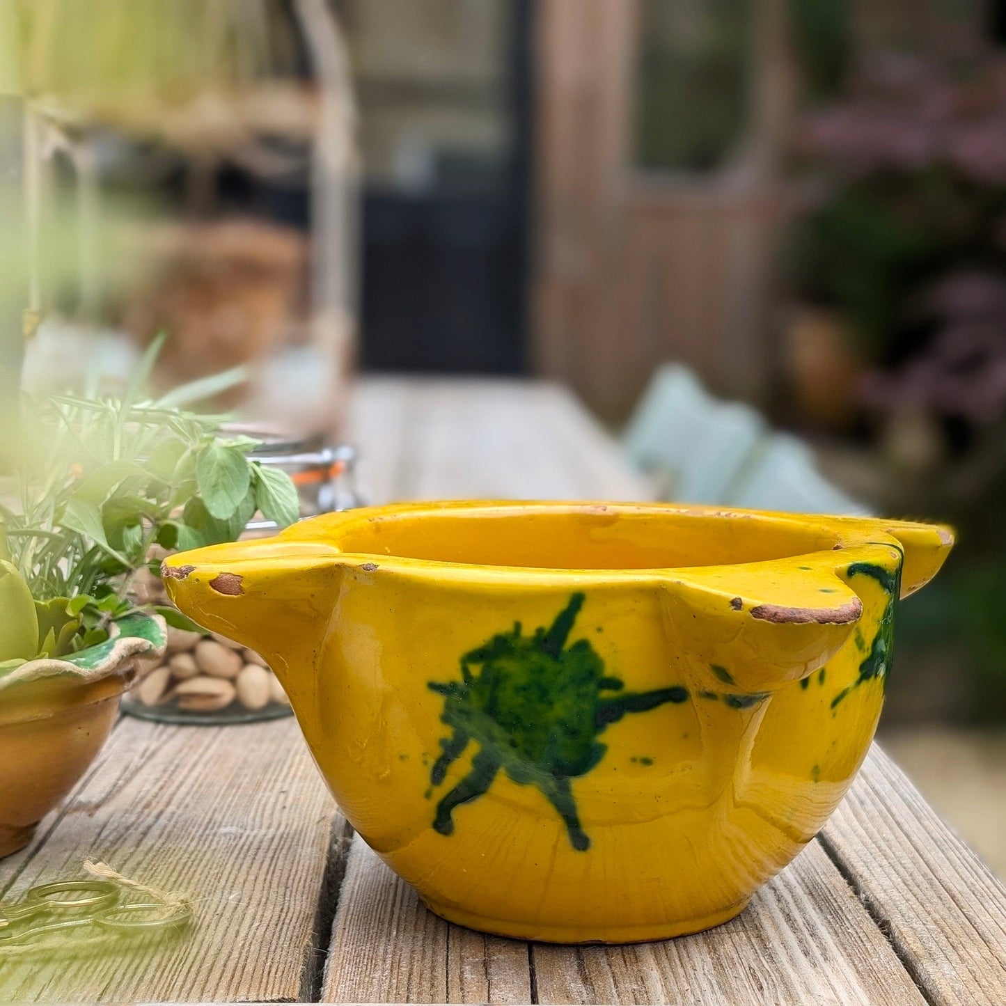 Vibrant Yellow 'Splodge' Terracotta Mortar