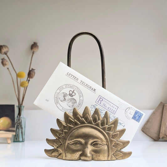 Rare and Unusual Brass Sun Letter Rack