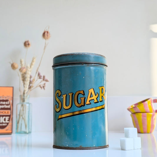 Vintage Blue Sugar Tin