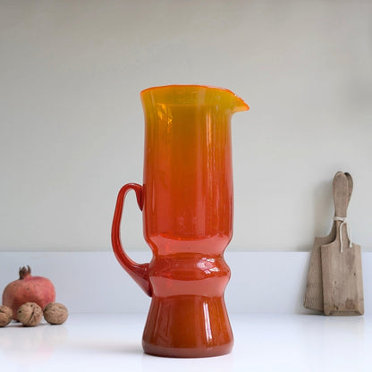 Orange/Red Glass Pitcher