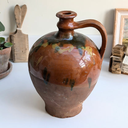 Antique French Folk Glazed Jug