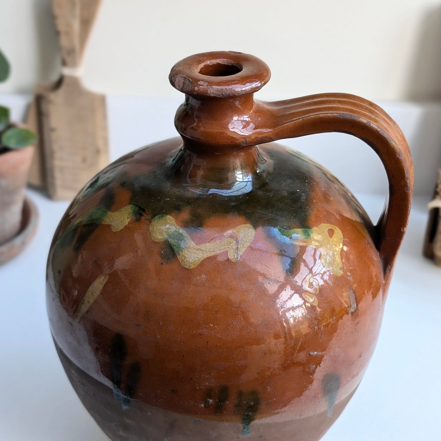 Antique French Folk Glazed Jug