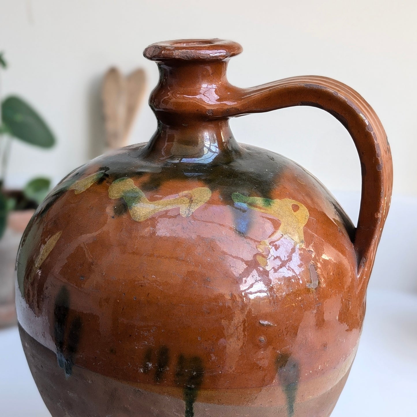 Antique French Folk Glazed Jug