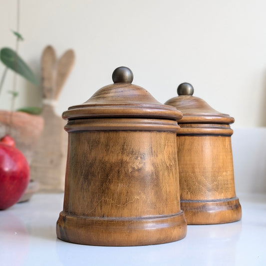 Pair of Wooden Cannisters