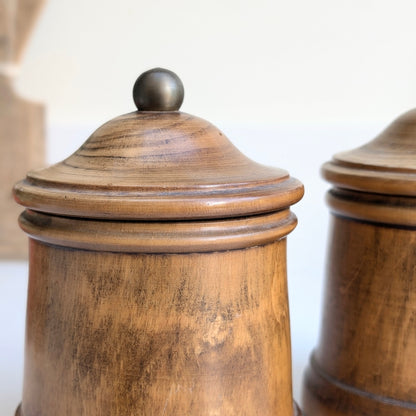 Pair of Wooden Cannisters