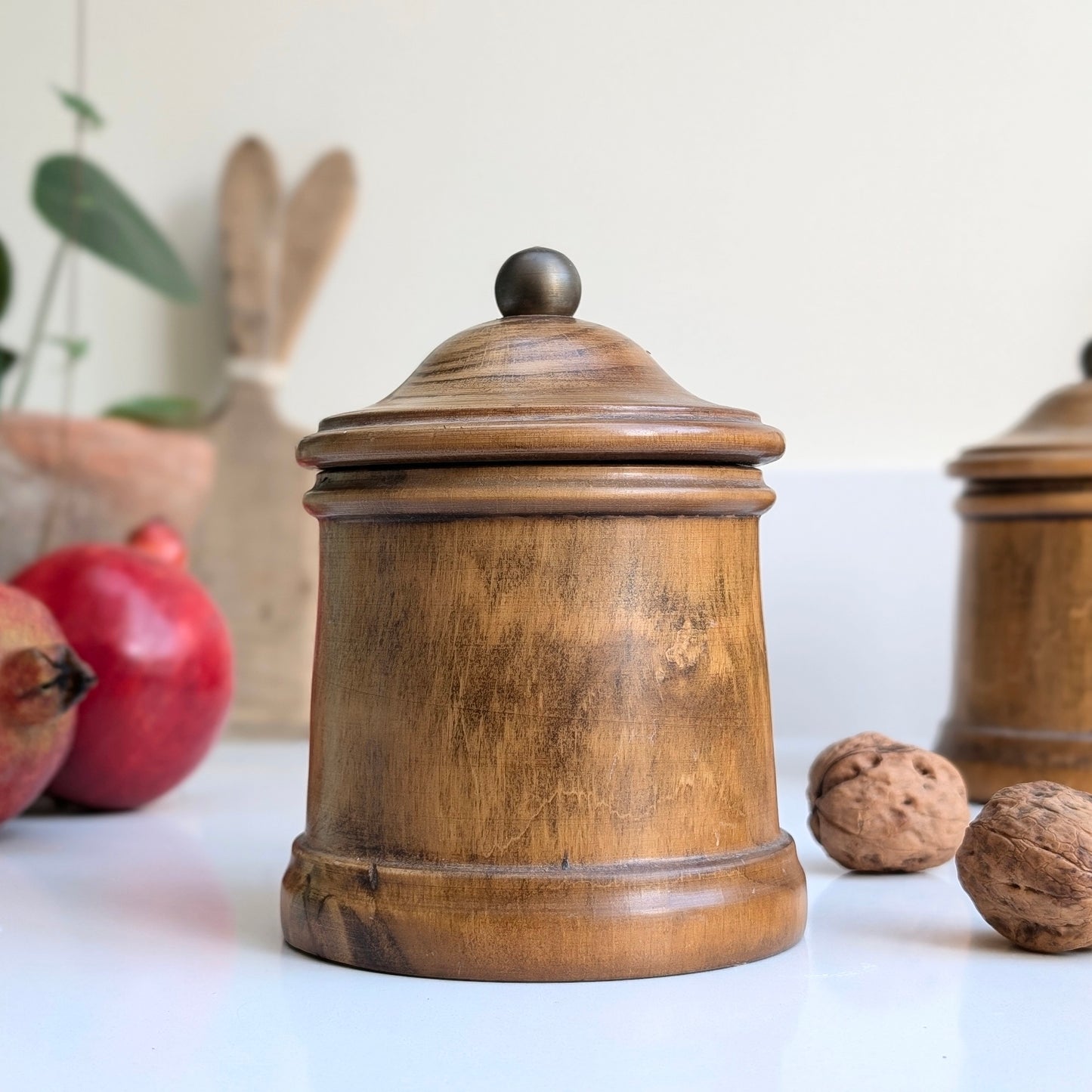 Pair of Wooden Cannisters