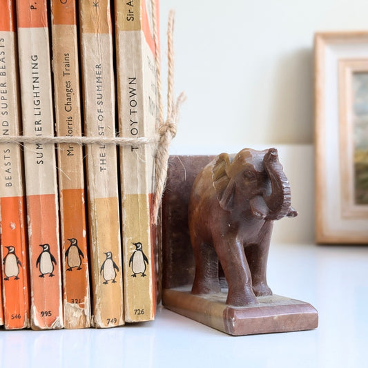 Handcarved Soapstone Elephant Bookends