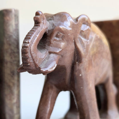 Handcarved Soapstone Elephant Bookends