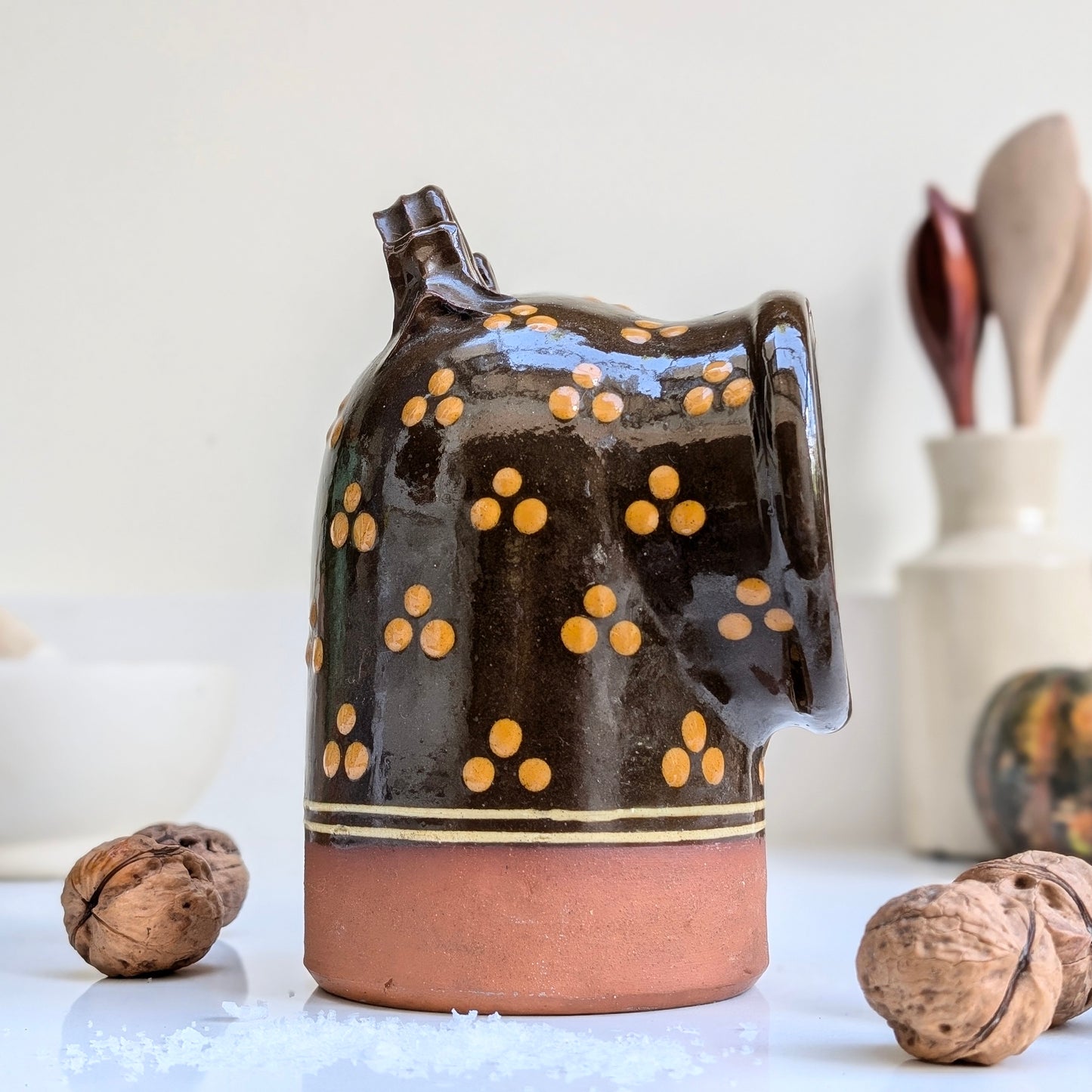 Spotty Slipware Salt Pig