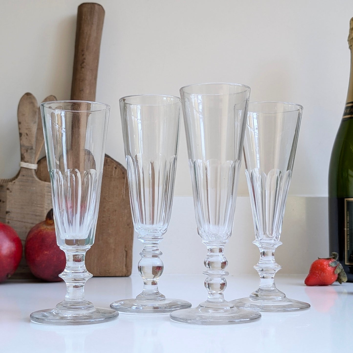 Antique French Champagne Flutes - B