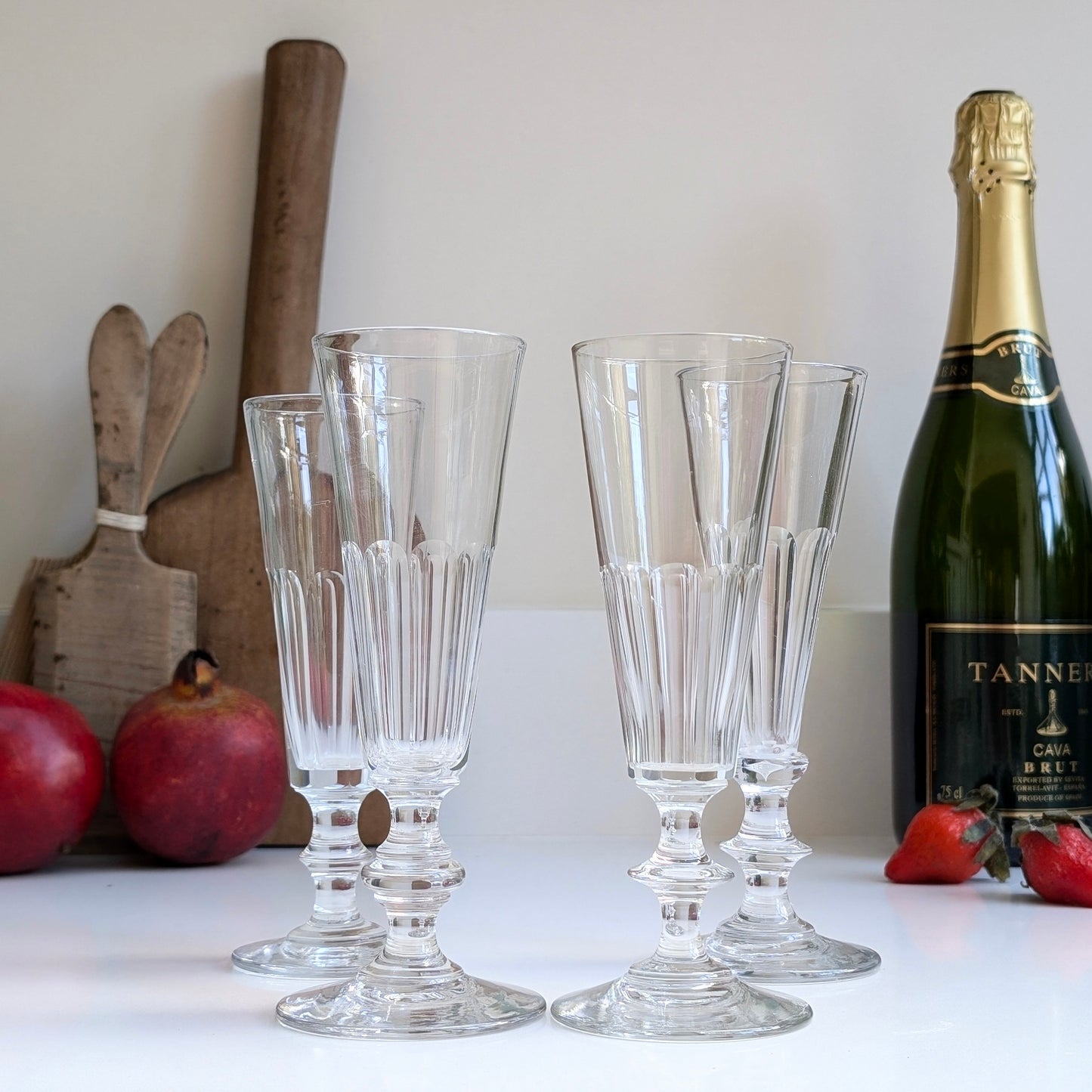 Antique French Champagne Flutes - A