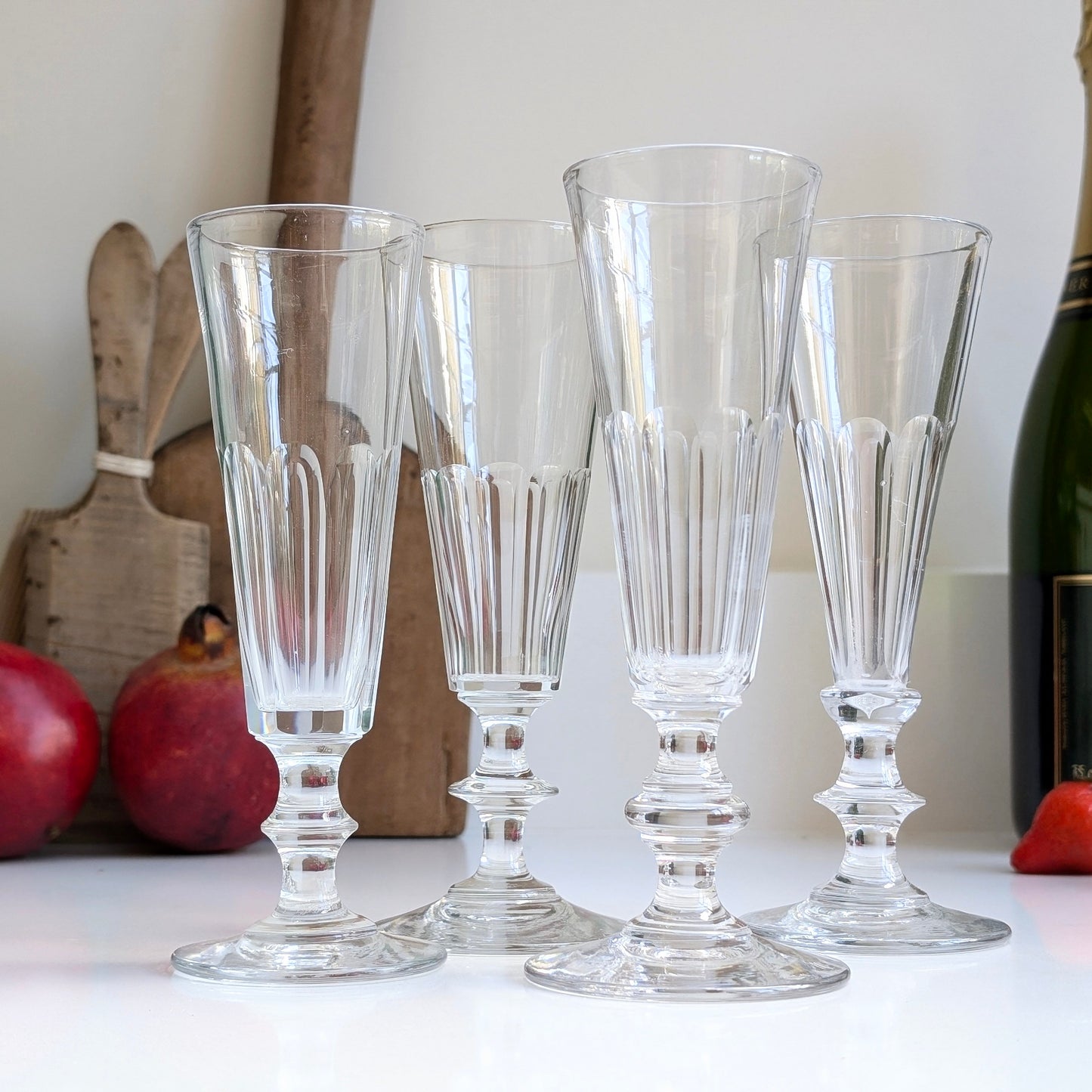 Antique French Champagne Flutes - A