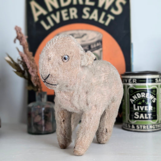 Rare Vintage Mohair Lamb Toy with Glass Eyes