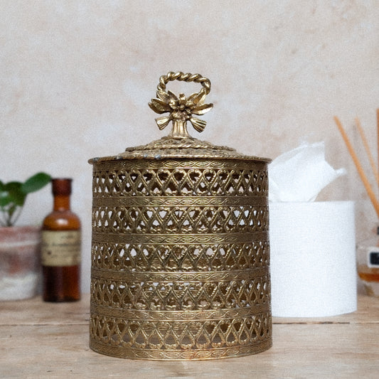 Gold-Tone Metal Filigree Toilet Roll Cover