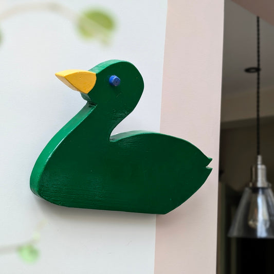 Green Wooden Duck Decor