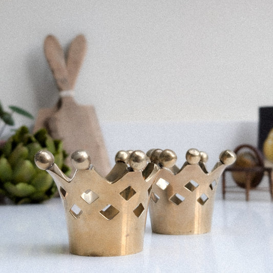 Brass Crown Tealight Holder (Pair)