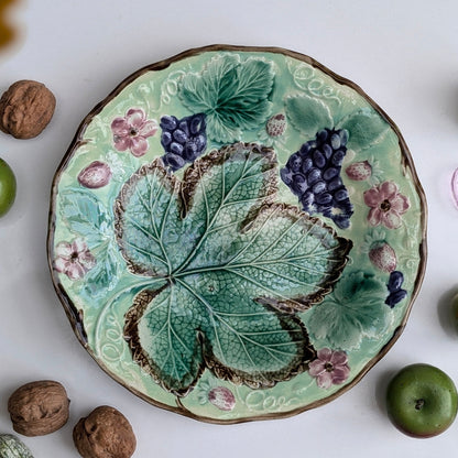 Majolica Vine and Strawberries Plate