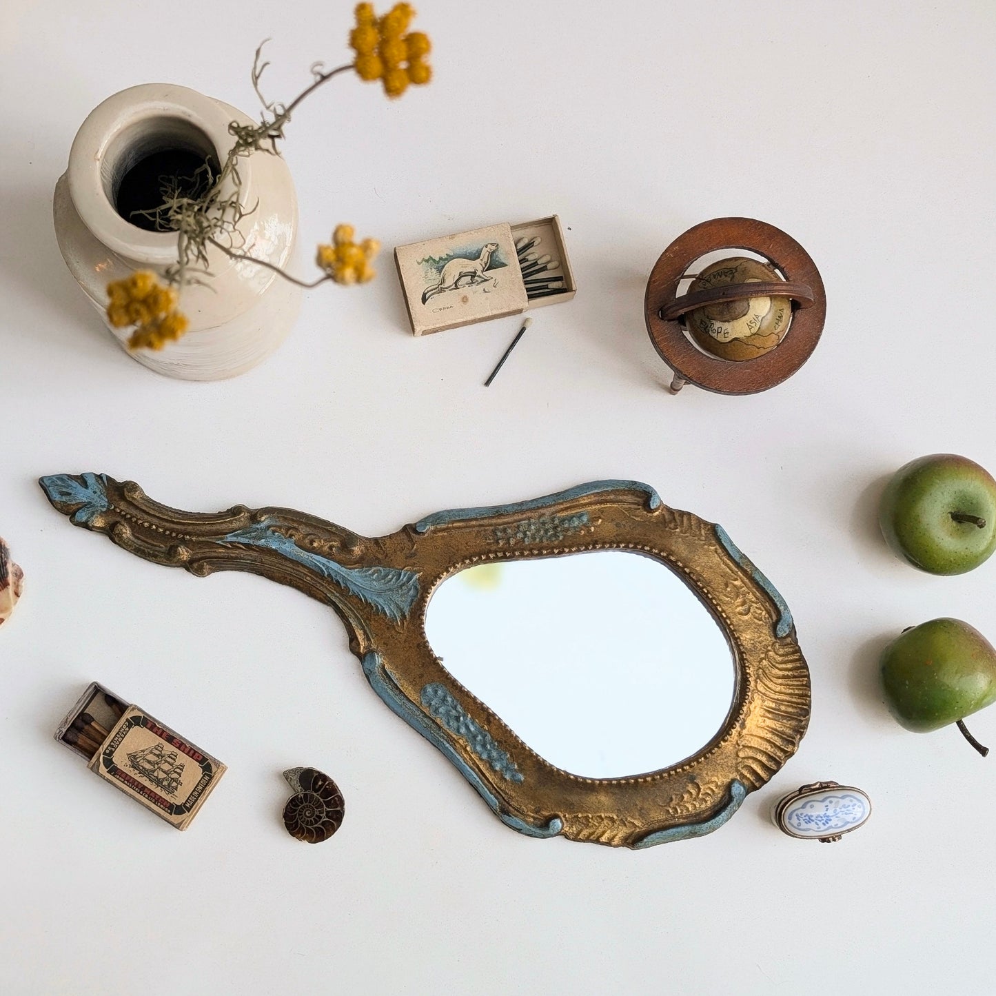 Vintage Florentine Wooden Hand Mirror