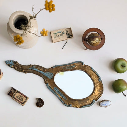 Vintage Florentine Wooden Hand Mirror