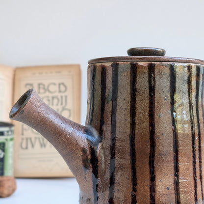 Hand Thrown Studio Pottery Striped Coffee Pot